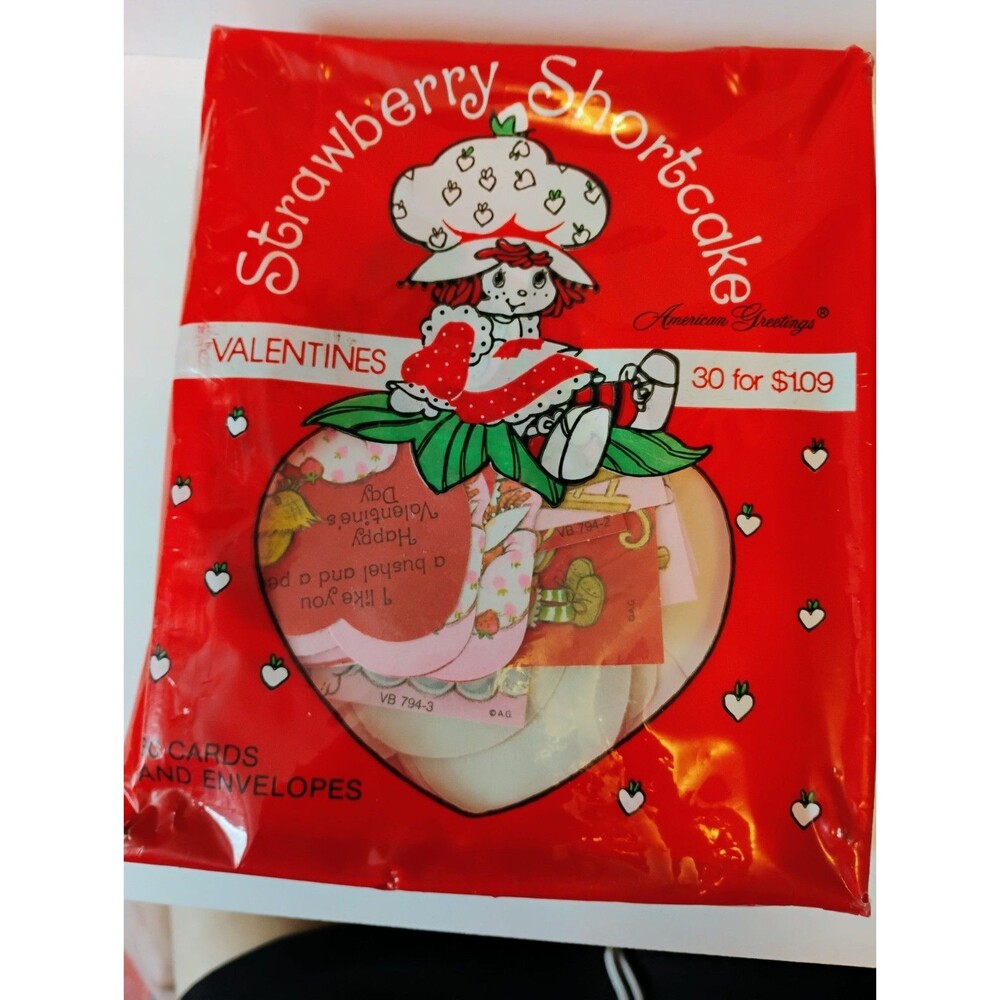 Vtg 1980s Strawberry Shortcake Valentines Pack 30 Cards American Greetings Retro
